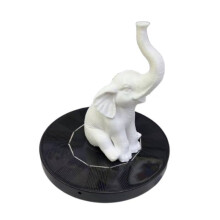 (Elephant)Fonte para pássaros suspensos com construção de plástico de 15 cm e luz de borda de LED para pássaros de banho ao ar livre