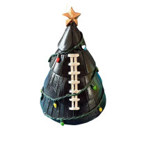 (Black) Football Tree Holiday Decoration Resin Craft With Design For Christmas Celebration