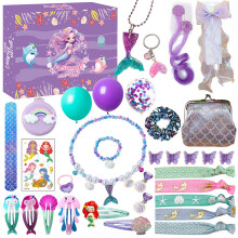 (Mermaid B)Holiday Countdown Calendar Unicorn Mermaid Decor Toy Gift For Girls Festive Kids
