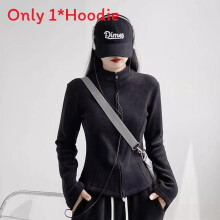 (Black, XL) Slim Fleece Fit Sweatshirt For Women With Stand Collar Long Sleeves Seasons Cold For