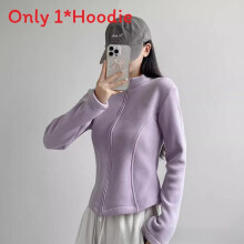 (Purple, L) Slim Fleece Fit Sweatshirt For Women With Stand Collar Long Sleeves Seasons Cold For