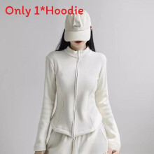 (Cream, XL) Slim Fleece Fit Sweatshirt For Women With Stand Collar Long Sleeves Seasons Cold For