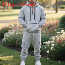 (Light Gray,L)Conjunto de moletom e calça masculina com forro de lã para esportes de inverno moda lazer