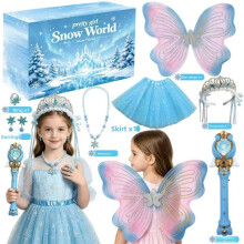 (Snow World B)Holiday Countdown Calendar Unicorn Mermaid Decor Toy Gift For Girls Festive Kids