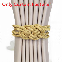 (Gold) Mini Curtain Magnetic Tiebacks Elegant Hand Weave Rope Knot Curtain Holdbacks Decorative