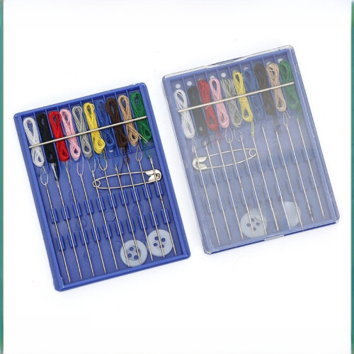 (White)Boxes Quick Fix Sewing Kit Small Travel Threaded Needle Kit With Button Pin 2