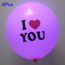 (5pcs 12" I Love You Pink) Led Romantic 12inch Balloon Light Up Love Latex Ballons Wedding Decor Party