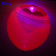 (Heart Red) Led Romantic 12inch Balloon Light Up Love Latex Ballons Wedding Decor Party