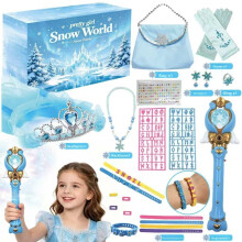 (Snow World A)Holiday Countdown Calendar Unicorn Mermaid Decor Toy Gift For Girls Festive Kids