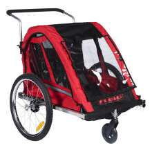 FLUID remorque de vélo convertible en poussette, capacité 40 kg, vitesse maximale 16 km/h, cadre métallique argenté à pliage rapide, rouge
