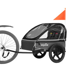 SEPNINE BT609 Fahrrad-Kinderanhänger, 40 kg Bruttogewicht, Max. Geschwindigkeit 16 km/h, 5-Punkt-Gurt, wetterbeständiges Verdeck, SCHWARZ