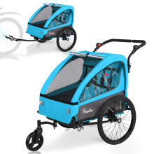 Remorque-poussette pour enfant Sepnine BT920 pour vélo, 1–2 sièges, charge maximale 40 kg, pliable, bleu