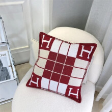(Striped Burgundy, 45*45 Pillow Cover) New Cashmere Throw Pillow Wool Plaid Soft Warm Shawl Sofa Bedding Cushion