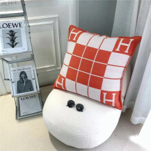 (Striped Orange, 45*45 Pillow Cover) New Cashmere Throw Pillow Wool Plaid Soft Warm Shawl Sofa Bedding Cushion
