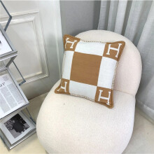(Brown, 45*45 Pillow Cover) New Cashmere Throw Pillow Wool Plaid Soft Warm Shawl Sofa Bedding Cushion