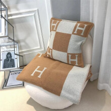 (Khaki, 45*45 Pillow Cover) New Cashmere Throw Pillow Wool Plaid Soft Warm Shawl Sofa Bedding Cushion