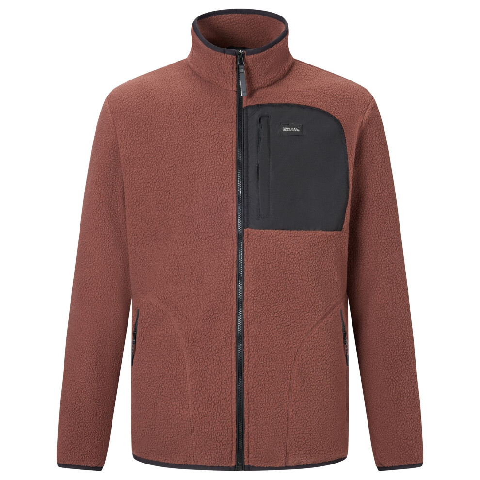 Regatta (M, Coffee Grounds/Black) Mens Frankie Borg Fleece Jacket