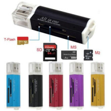 (SilveryWhite) Usb 20 All In 1 Multi Memory Card Reader For Tflash Mmc Tf Stick M2 Memory
