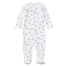 (Newborn, White/Pink) Ralph Lauren Baby Teddy Bear Sleepsuit