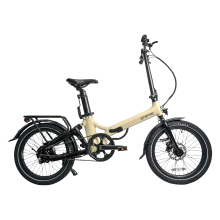 onemile NOMAD Vélo électrique pliant 36V 250W, batterie 36V 10Ah, jusqu'à 120 km d'autonomie, transmission par courroie, Champagne