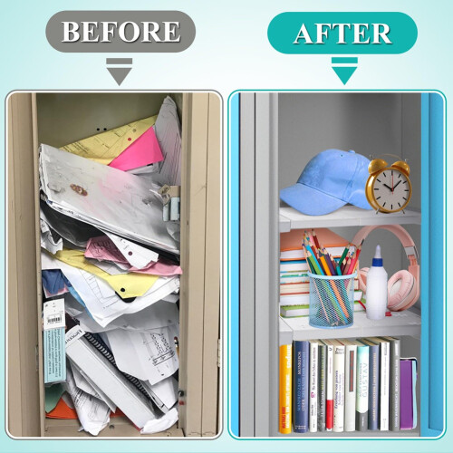 2 Pcs School Locker Shelf Organizer - Adjustable Locker Divider Mate Easy to Install for Extending Locker Use Space