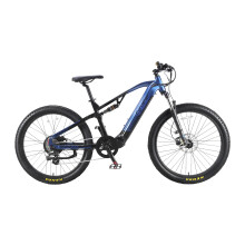 Vélo électrique Cyrusher Flex, moteur 250 W, batterie LG 48 V 15 Ah, transmission Shimano à 8 vitesses, suspension intégrale, blanc