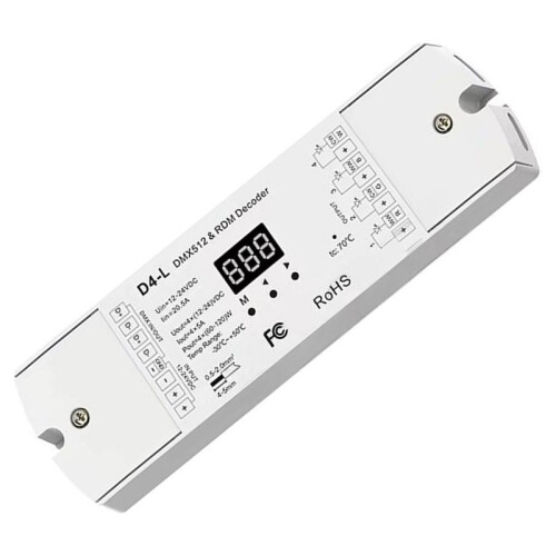 4CH Constant Voltage DMX512 RDM Decoder D4 DIM/CCT/RGB/RGBW DMX512 Dimmer Din Rail Mounted 4 Channel Dimming Controller 1