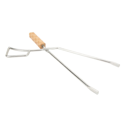 Kohlezange Edelstahl Holzgriff Verlängert 41,5 cm 2