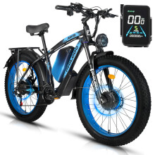 PHILODOO H8 Vélo électrique à traction intégrale, deux moteurs à moyeu de 1000 W, batterie 48 V 23 Ah, pneus fat de 26  4,0 pouces, cadre en al