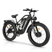 PHILODO JUMBO+ Vélo électrique à transmission intégrale, 2 moteurs 48 V de 1000 W chacun, deux batteries 48 V 21 Ah, Shimano 7 vitesses, freins hy
