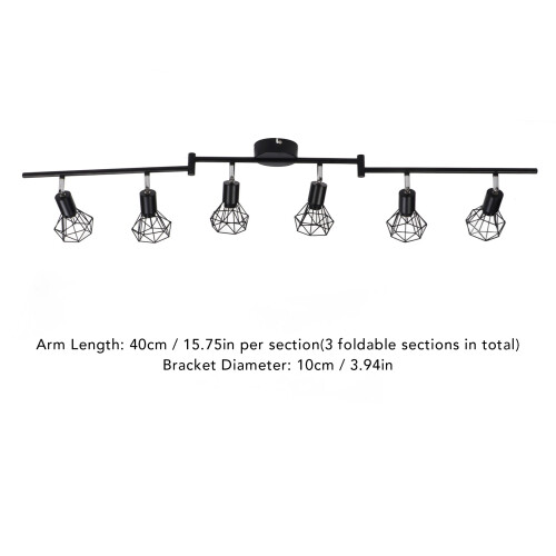 Schienenlampe Decke 6 Flammig E14 Schwarz