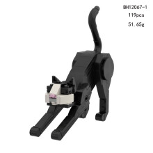 (Black)Set Blocchi Costruzione Gatti Animali Domestici con Materiale Abs Giocattolo Creativo Fai da Te per Gioco Bambini