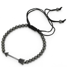 (Black)Water Crystal Geometric Beaded Bracelet With Silver Gold Finish For Men Women