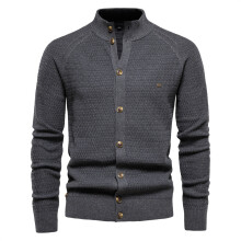 (Dark Gray,M)Men Solid Color Knit Top With Simple Design And High Flexibility Winter For