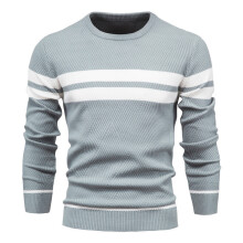 (Blue,S)Mens Autumn Sweater With Color Blocking And Striped Design For Daily Leisure