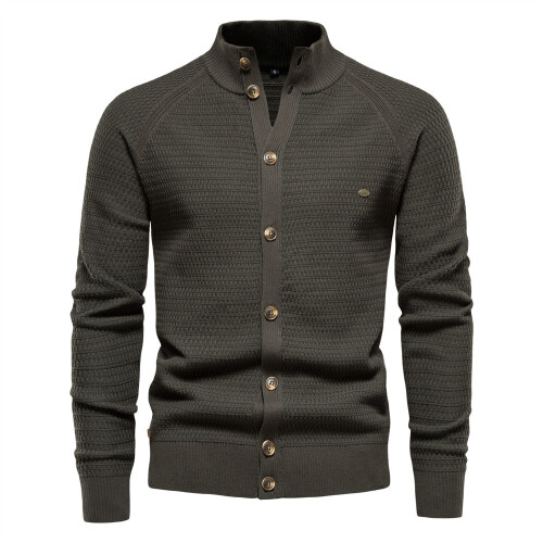 (Green,XL)Men Solid Color Knit Top With Simple Design And High Flexibility Winter For