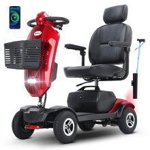 Scooter de mobilité Sweetrich MAX PLUS, moteur 300 W, batterie plomb‑acide 20 Ah, autonomie 25 km, vitesse 6 km/h, rouge