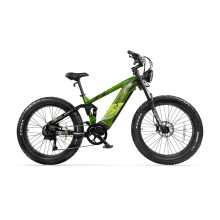 Cyrusher Ranger 2.0 Vélo électrique 52 V 20 Ah, moteur central 250 W, pneus extra-larges 26 x 4 pouces, suspension intégrale - Vert
