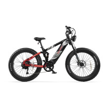 Cyrusher Ranger 2.0 Elektrofahrrad 52V 20Ah, 250W Mittelmotor, 26 x 4 Zoll Fat-Reifen, Vollfederung – Schwarz