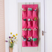 (Pink)12 Pockets Door Behind Storage Hanging Bag Wardrobe Home Wall Save Space Shoe