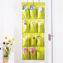 (Green)12 Pockets Door Behind Storage Hanging Bag Wardrobe Home Wall Save Space Shoe