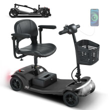 Sweetrich S2, scooter de mobilité électrique, moteur 250 W, batterie plomb-acide amovible de 12 Ah, autonomie de 15 km, noir