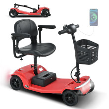Scooter de mobilité électrique Sweetrich S2, moteur 250 W, batterie amovible au plomb de 12 Ah, autonomie de 15 km, rouge