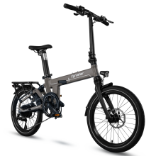 Cyrusher Sonder Vélo électrique pliant 48V 10Ah, moteur 250W, Shimano 9 vitesses, cadre en aluminium, gris