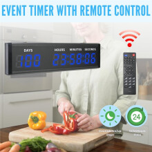Large Digital Count Count Down Timer, Multi-Function 999 Days Countdown Remote Control 12/24 Hour EU Plug
