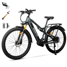 HedaTX TX19 Vélo électrique 48 V 15,6 Ah, moteur 500 W, pneus 29 x 2,4 pouces, cadre en aluminium, porte-bagages arrière - gris