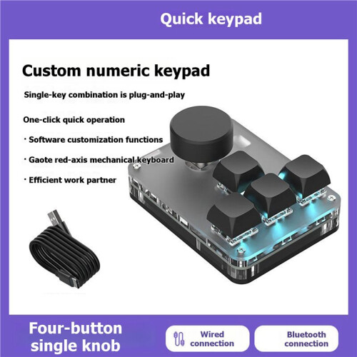 4 Key 1 Knob Keyboard Customizable Programmable Macro USB  Keyboard Acrylic TYPE C Connection with RGB Light 1