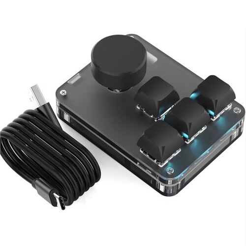 4 Key 1 Knob Keyboard Customizable Programmable Macro USB  Keyboard Acrylic TYPE C Connection with RGB Light 2