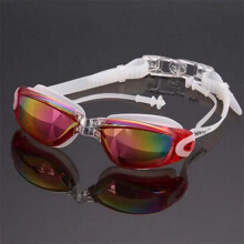 (Burgundy)Swimming Glasses Waterproof And Anti Fog Colorful Plating Swim Glasses Use Daily