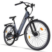 A32 vélo électrique urbain 26 pouces, 36 V 12,8 Ah (460,8 Wh), moteur 250 W (UE), cadre en acier au carbone — gris